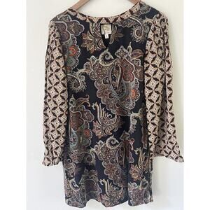 Fig And Flower Womens Size M Paisley Boho Tunic Hippie Festival Indie Dress